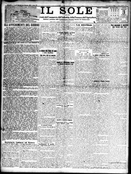 Il sole : giornale commerciale, agricolo, industriale... : organo ufficiale della Camera di commercio e industria di Milano ...