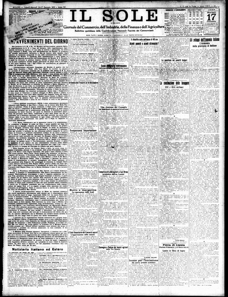 Il sole : giornale commerciale, agricolo, industriale... : organo ufficiale della Camera di commercio e industria di Milano ...