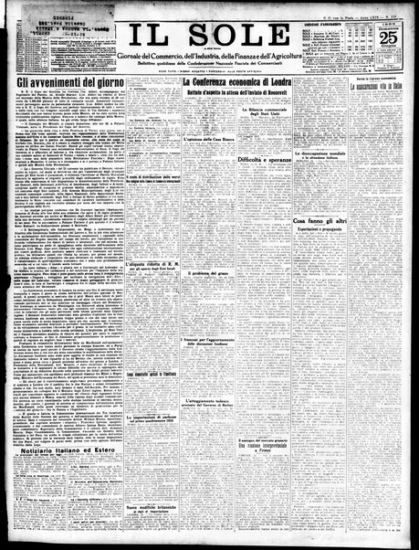 Il sole : giornale commerciale, agricolo, industriale... : organo ufficiale della Camera di commercio e industria di Milano ...