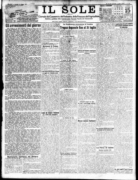 Il sole : giornale commerciale, agricolo, industriale... : organo ufficiale della Camera di commercio e industria di Milano ...