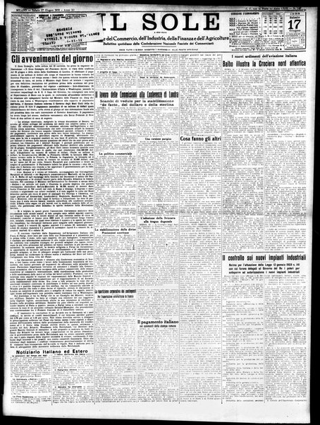 Il sole : giornale commerciale, agricolo, industriale... : organo ufficiale della Camera di commercio e industria di Milano ...