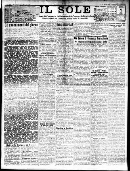 Il sole : giornale commerciale, agricolo, industriale... : organo ufficiale della Camera di commercio e industria di Milano ...