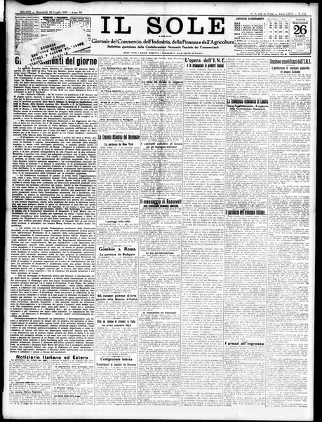 Il sole : giornale commerciale, agricolo, industriale... : organo ufficiale della Camera di commercio e industria di Milano ...