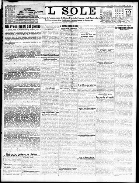 Il sole : giornale commerciale, agricolo, industriale... : organo ufficiale della Camera di commercio e industria di Milano ...