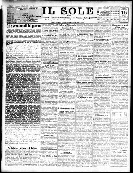 Il sole : giornale commerciale, agricolo, industriale... : organo ufficiale della Camera di commercio e industria di Milano ...