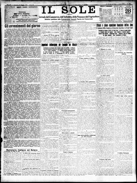 Il sole : giornale commerciale, agricolo, industriale... : organo ufficiale della Camera di commercio e industria di Milano ...