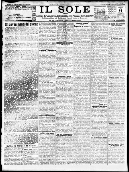 Il sole : giornale commerciale, agricolo, industriale... : organo ufficiale della Camera di commercio e industria di Milano ...