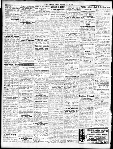Il sole : giornale commerciale, agricolo, industriale... : organo ufficiale della Camera di commercio e industria di Milano ...