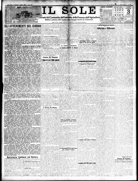 Il sole : giornale commerciale, agricolo, industriale... : organo ufficiale della Camera di commercio e industria di Milano ...