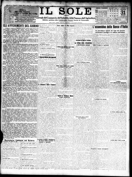 Il sole : giornale commerciale, agricolo, industriale... : organo ufficiale della Camera di commercio e industria di Milano ...