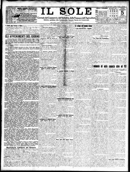 Il sole : giornale commerciale, agricolo, industriale... : organo ufficiale della Camera di commercio e industria di Milano ...