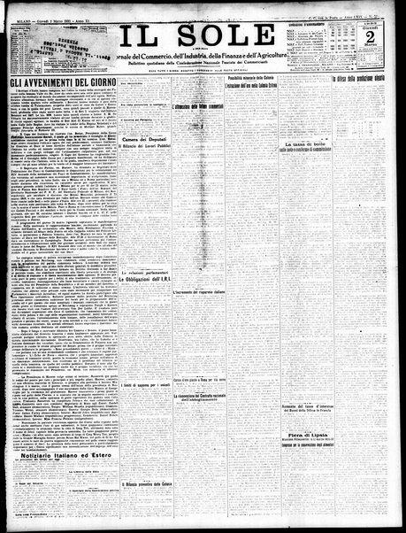 Il sole : giornale commerciale, agricolo, industriale... : organo ufficiale della Camera di commercio e industria di Milano ...