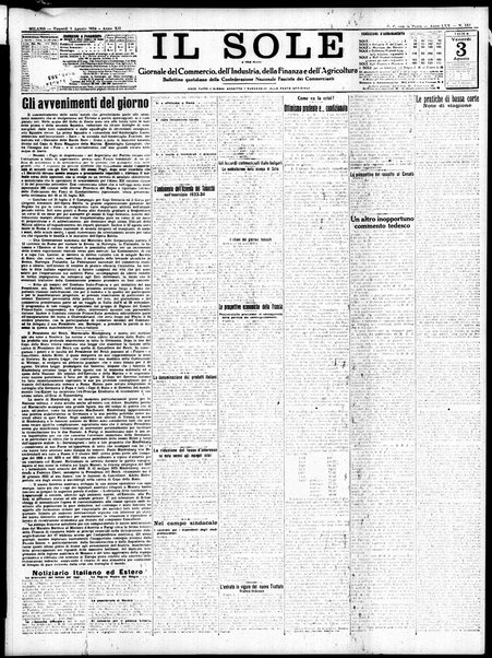 Il sole : giornale commerciale, agricolo, industriale... : organo ufficiale della Camera di commercio e industria di Milano ...