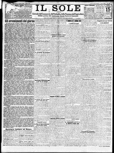 Il sole : giornale commerciale, agricolo, industriale... : organo ufficiale della Camera di commercio e industria di Milano ...
