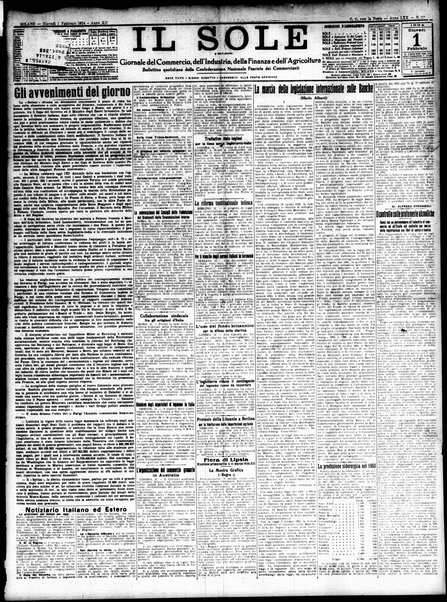 Il sole : giornale commerciale, agricolo, industriale... : organo ufficiale della Camera di commercio e industria di Milano ...