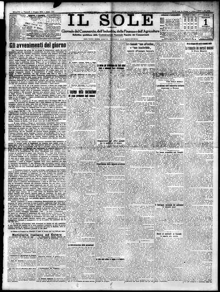 Il sole : giornale commerciale, agricolo, industriale... : organo ufficiale della Camera di commercio e industria di Milano ...