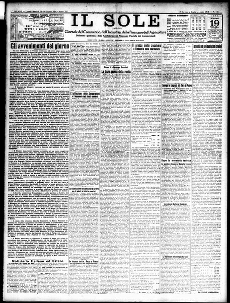 Il sole : giornale commerciale, agricolo, industriale... : organo ufficiale della Camera di commercio e industria di Milano ...