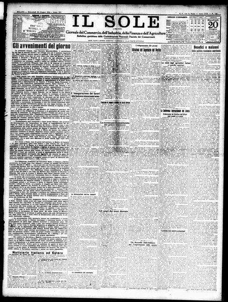 Il sole : giornale commerciale, agricolo, industriale... : organo ufficiale della Camera di commercio e industria di Milano ...