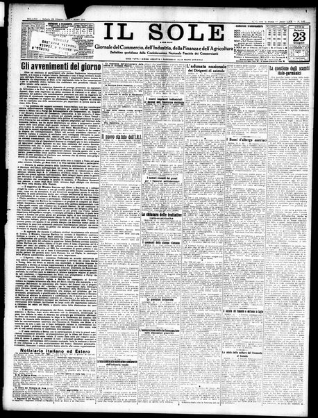 Il sole : giornale commerciale, agricolo, industriale... : organo ufficiale della Camera di commercio e industria di Milano ...