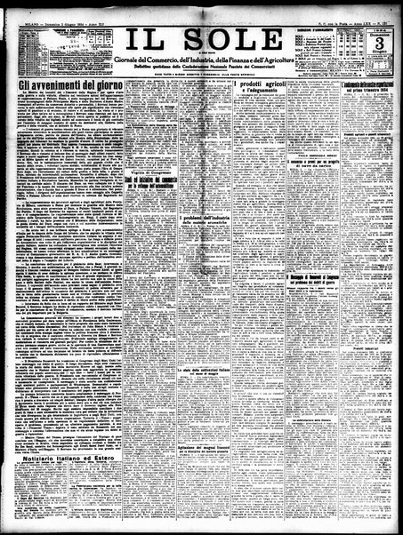 Il sole : giornale commerciale, agricolo, industriale... : organo ufficiale della Camera di commercio e industria di Milano ...