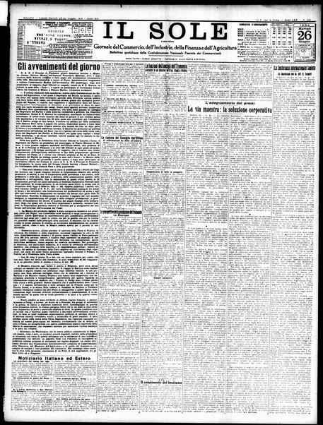 Il sole : giornale commerciale, agricolo, industriale... : organo ufficiale della Camera di commercio e industria di Milano ...