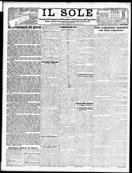 Il sole : giornale commerciale, agricolo, industriale... : organo ufficiale della Camera di commercio e industria di Milano ...