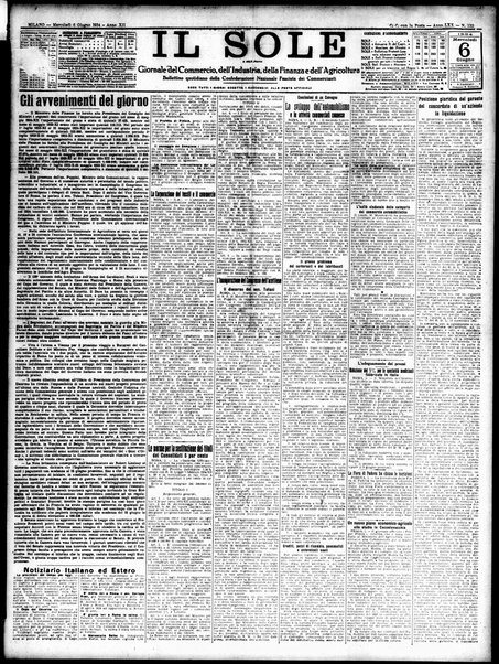 Il sole : giornale commerciale, agricolo, industriale... : organo ufficiale della Camera di commercio e industria di Milano ...