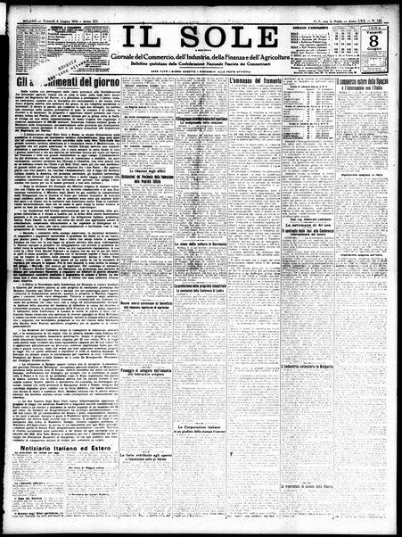 Il sole : giornale commerciale, agricolo, industriale... : organo ufficiale della Camera di commercio e industria di Milano ...