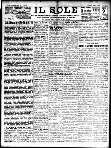 Il sole : giornale commerciale, agricolo, industriale... : organo ufficiale della Camera di commercio e industria di Milano ...