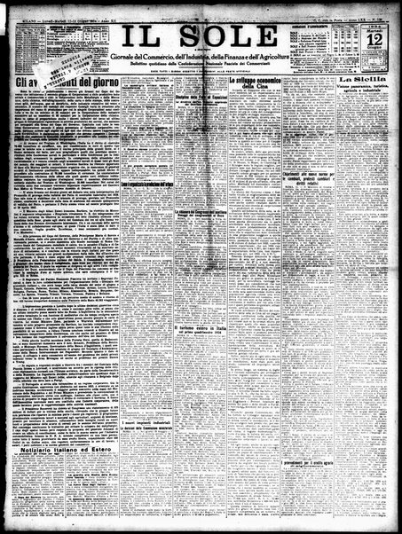 Il sole : giornale commerciale, agricolo, industriale... : organo ufficiale della Camera di commercio e industria di Milano ...