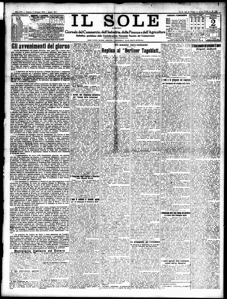 Il sole : giornale commerciale, agricolo, industriale... : organo ufficiale della Camera di commercio e industria di Milano ...