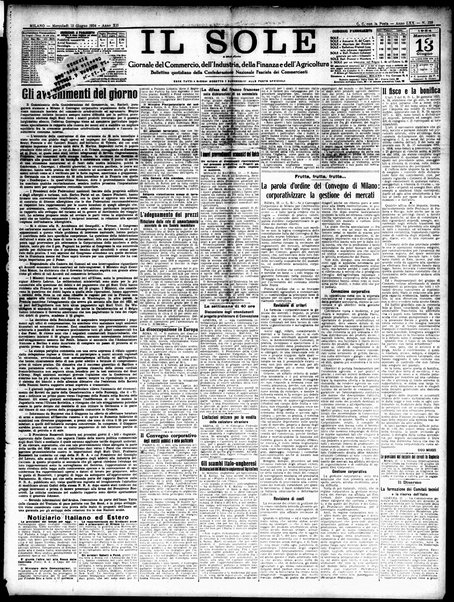 Il sole : giornale commerciale, agricolo, industriale... : organo ufficiale della Camera di commercio e industria di Milano ...