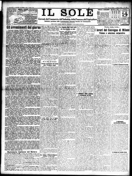 Il sole : giornale commerciale, agricolo, industriale... : organo ufficiale della Camera di commercio e industria di Milano ...