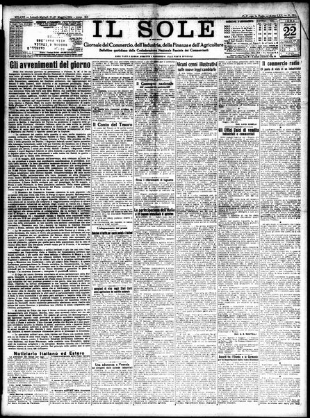 Il sole : giornale commerciale, agricolo, industriale... : organo ufficiale della Camera di commercio e industria di Milano ...