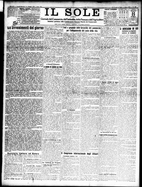 Il sole : giornale commerciale, agricolo, industriale... : organo ufficiale della Camera di commercio e industria di Milano ...