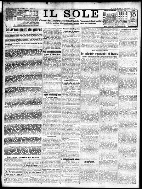 Il sole : giornale commerciale, agricolo, industriale... : organo ufficiale della Camera di commercio e industria di Milano ...