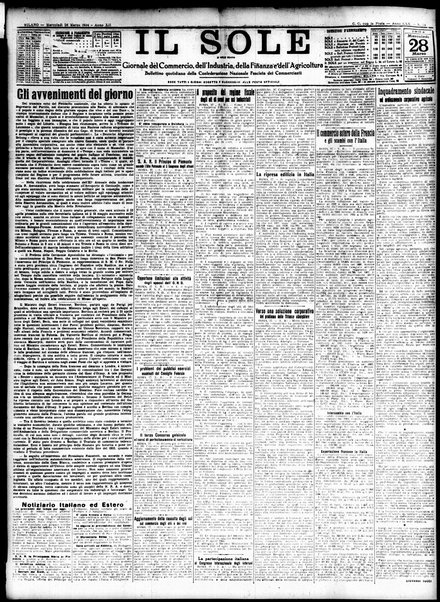 Il sole : giornale commerciale, agricolo, industriale... : organo ufficiale della Camera di commercio e industria di Milano ...