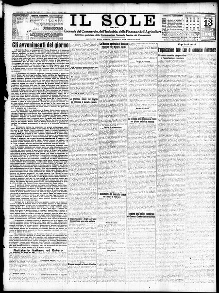 Il sole : giornale commerciale, agricolo, industriale... : organo ufficiale della Camera di commercio e industria di Milano ...