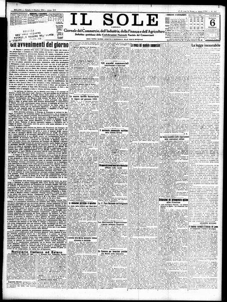 Il sole : giornale commerciale, agricolo, industriale... : organo ufficiale della Camera di commercio e industria di Milano ...
