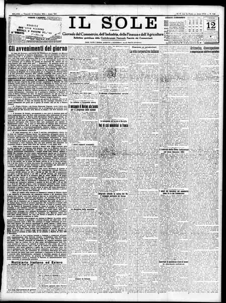 Il sole : giornale commerciale, agricolo, industriale... : organo ufficiale della Camera di commercio e industria di Milano ...