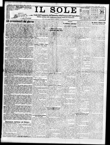 Il sole : giornale commerciale, agricolo, industriale... : organo ufficiale della Camera di commercio e industria di Milano ...