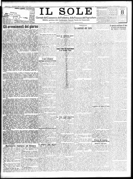 Il sole : giornale commerciale, agricolo, industriale... : organo ufficiale della Camera di commercio e industria di Milano ...