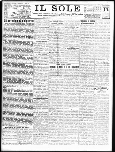 Il sole : giornale commerciale, agricolo, industriale... : organo ufficiale della Camera di commercio e industria di Milano ...