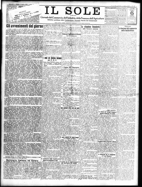 Il sole : giornale commerciale, agricolo, industriale... : organo ufficiale della Camera di commercio e industria di Milano ...