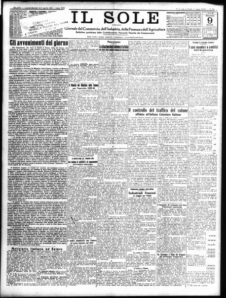 Il sole : giornale commerciale, agricolo, industriale... : organo ufficiale della Camera di commercio e industria di Milano ...