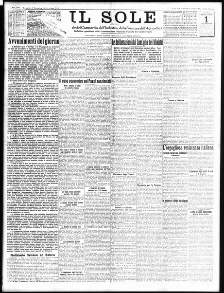 Il sole : giornale commerciale, agricolo, industriale... : organo ufficiale della Camera di commercio e industria di Milano ...