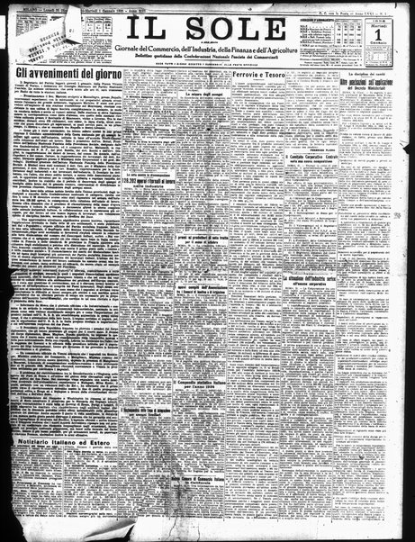 Il sole : giornale commerciale, agricolo, industriale... : organo ufficiale della Camera di commercio e industria di Milano ...