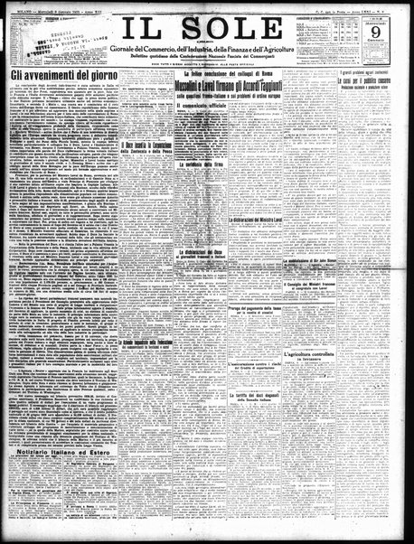 Il sole : giornale commerciale, agricolo, industriale... : organo ufficiale della Camera di commercio e industria di Milano ...
