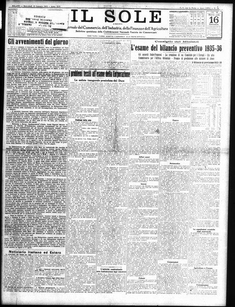 Il sole : giornale commerciale, agricolo, industriale... : organo ufficiale della Camera di commercio e industria di Milano ...