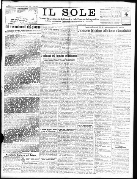 Il sole : giornale commerciale, agricolo, industriale... : organo ufficiale della Camera di commercio e industria di Milano ...